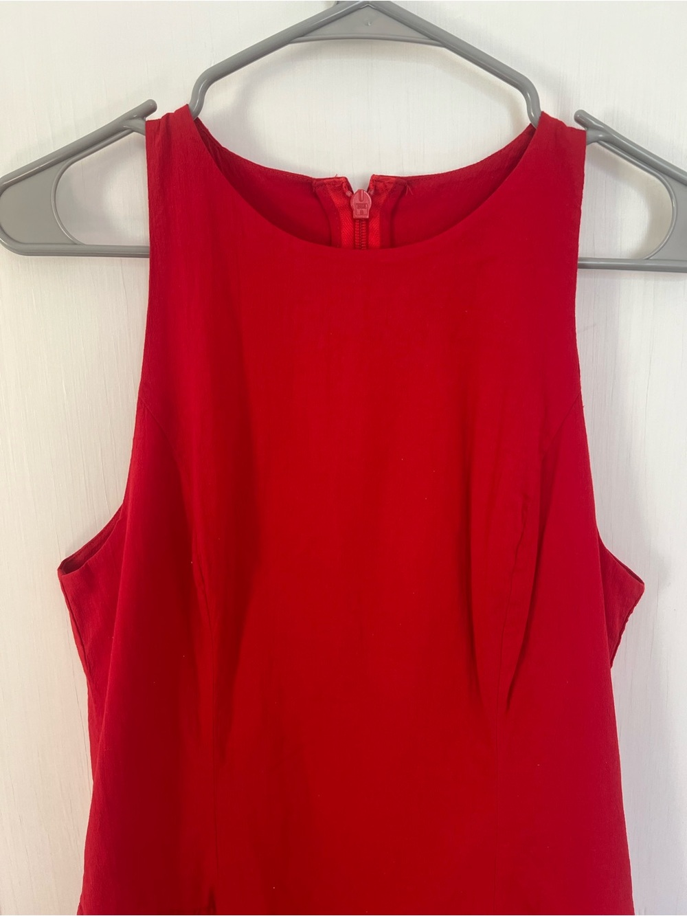 Abercrombie & Fitch - High-Neck Drop-Waist Midi Dress - Vivid Red - Picture 6 of 8